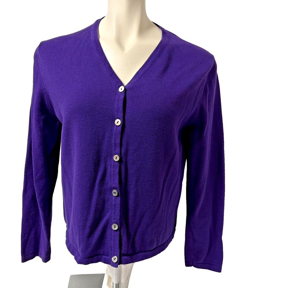Vintage Classiques Entier Petites Cardigan Sweater Womens MP Cotton Knit Purple